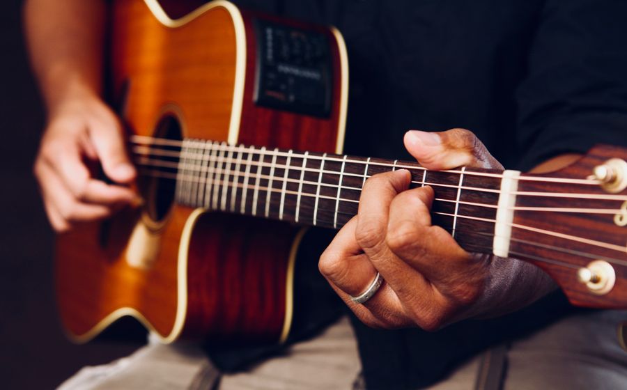 Musician playing an acoustic guitar — Soundhouse Music Marketplace